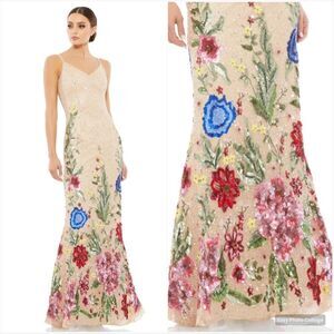 Mac Duggal 5475 Women's  Floral Embellished Spaghetti Strap Gown